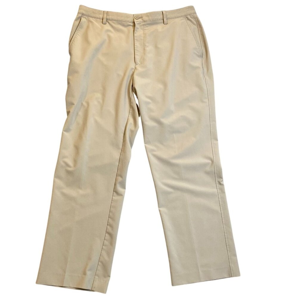 FootJoy Mens Pants 40x32 Beige Flat-Front Golf Embroidered Logo